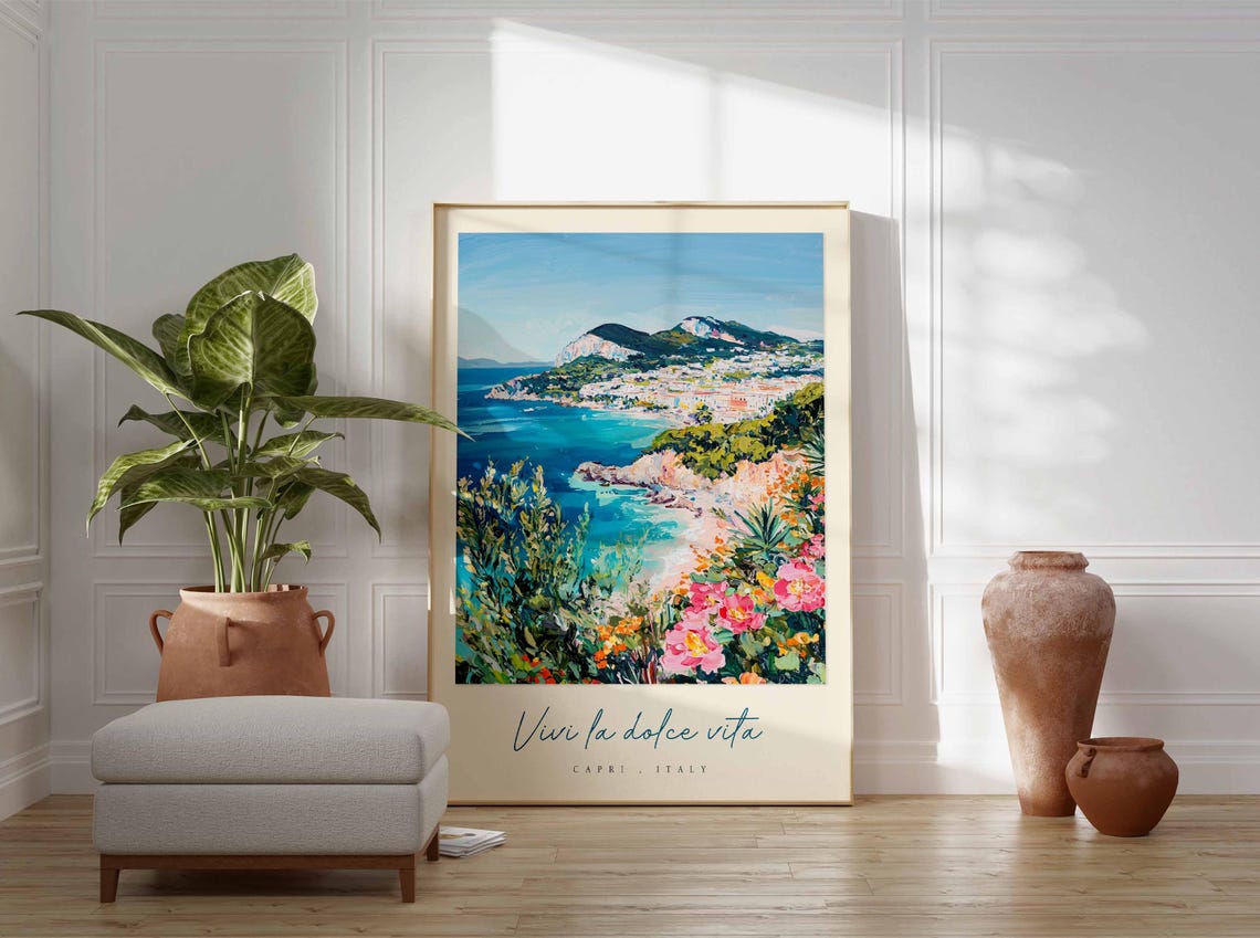 Capri Poster Capri Travel Print Capri Travel Art Capri Wall Art Italy Art Italy Travel Decor Italian Travel Gift - Image 3