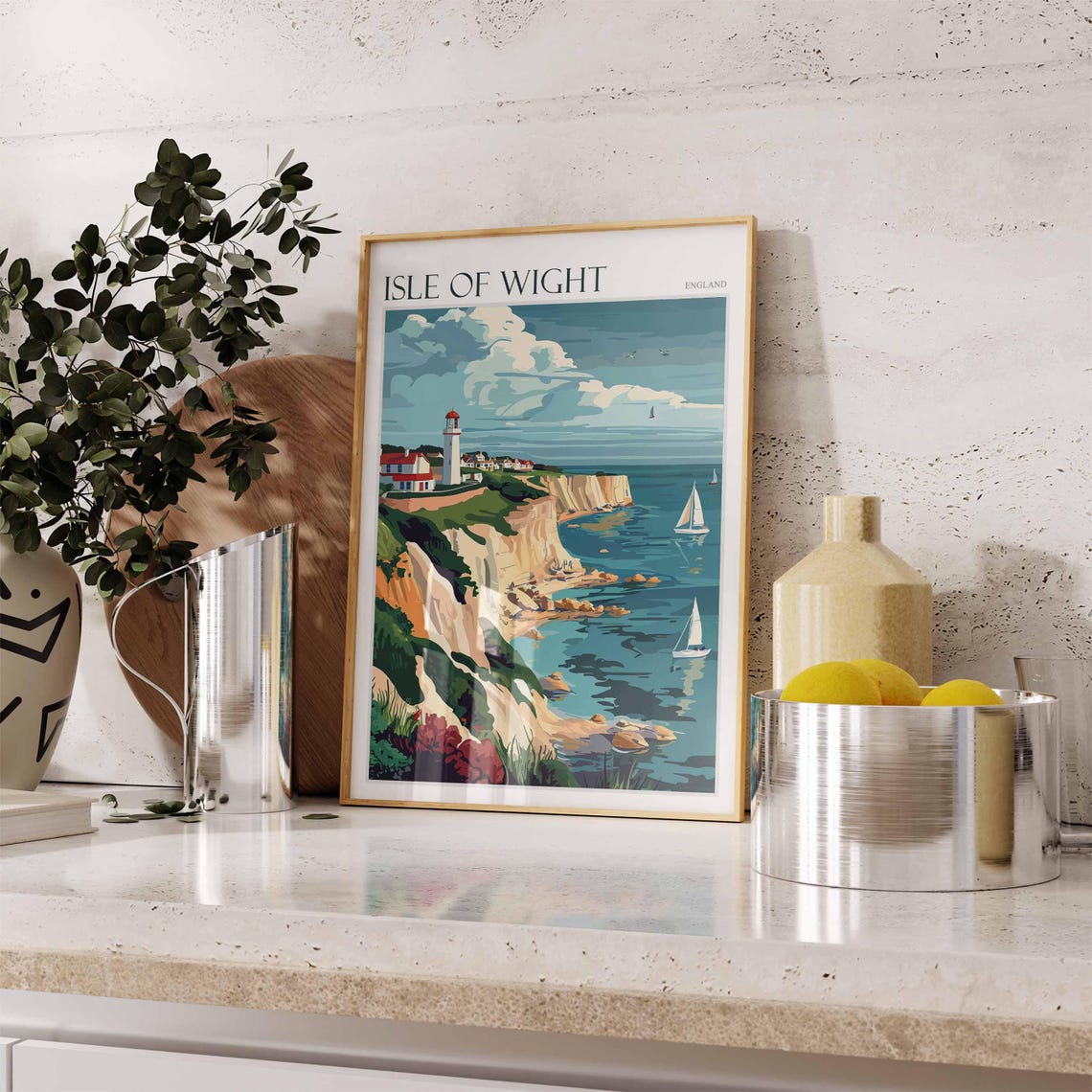 Isle of Wight England Lighthouse White Cliffs Sailing Poster - Image 2