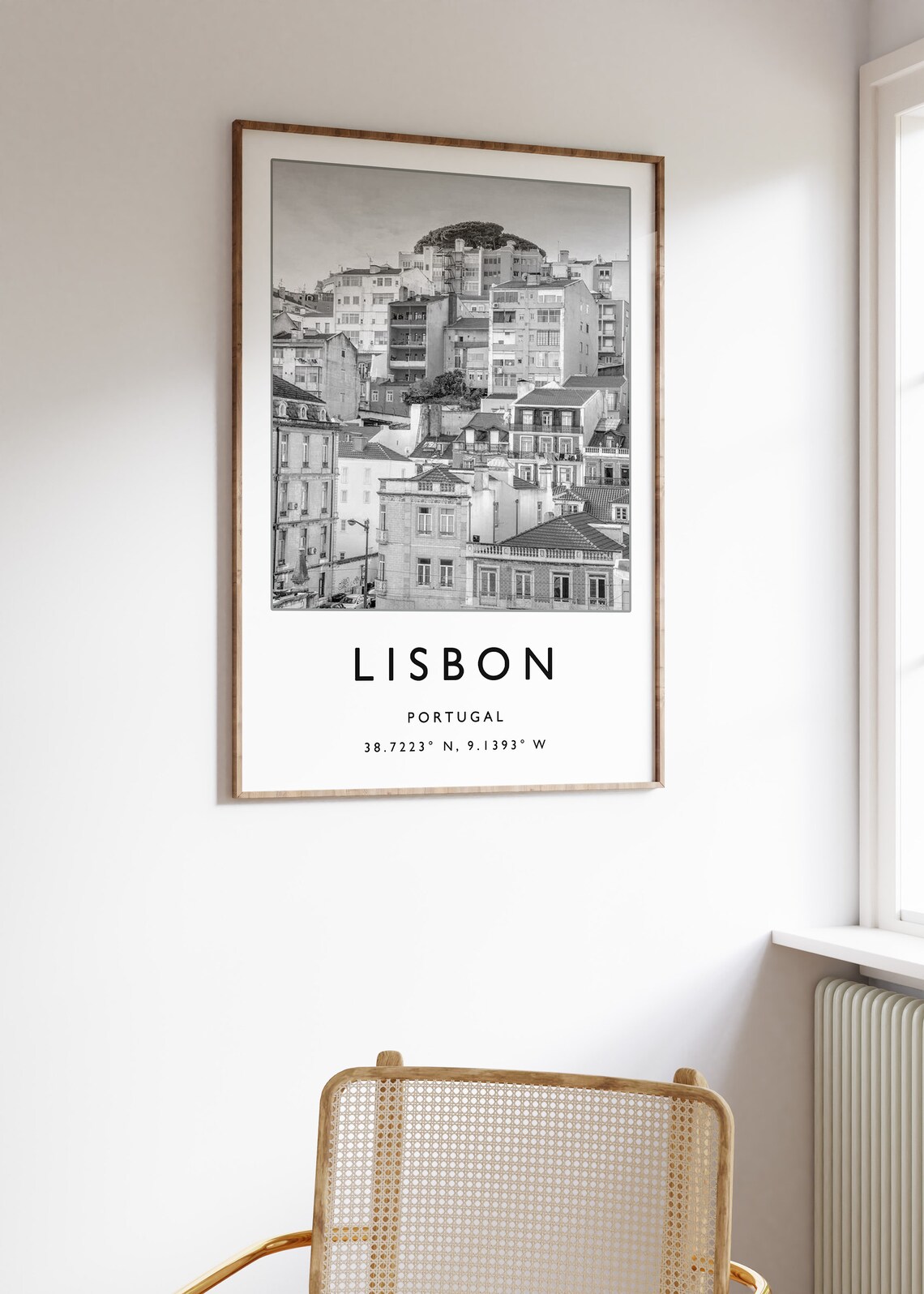 Lisbon Portugal Black and White Hillside Old Town Photo Poster - Image 2