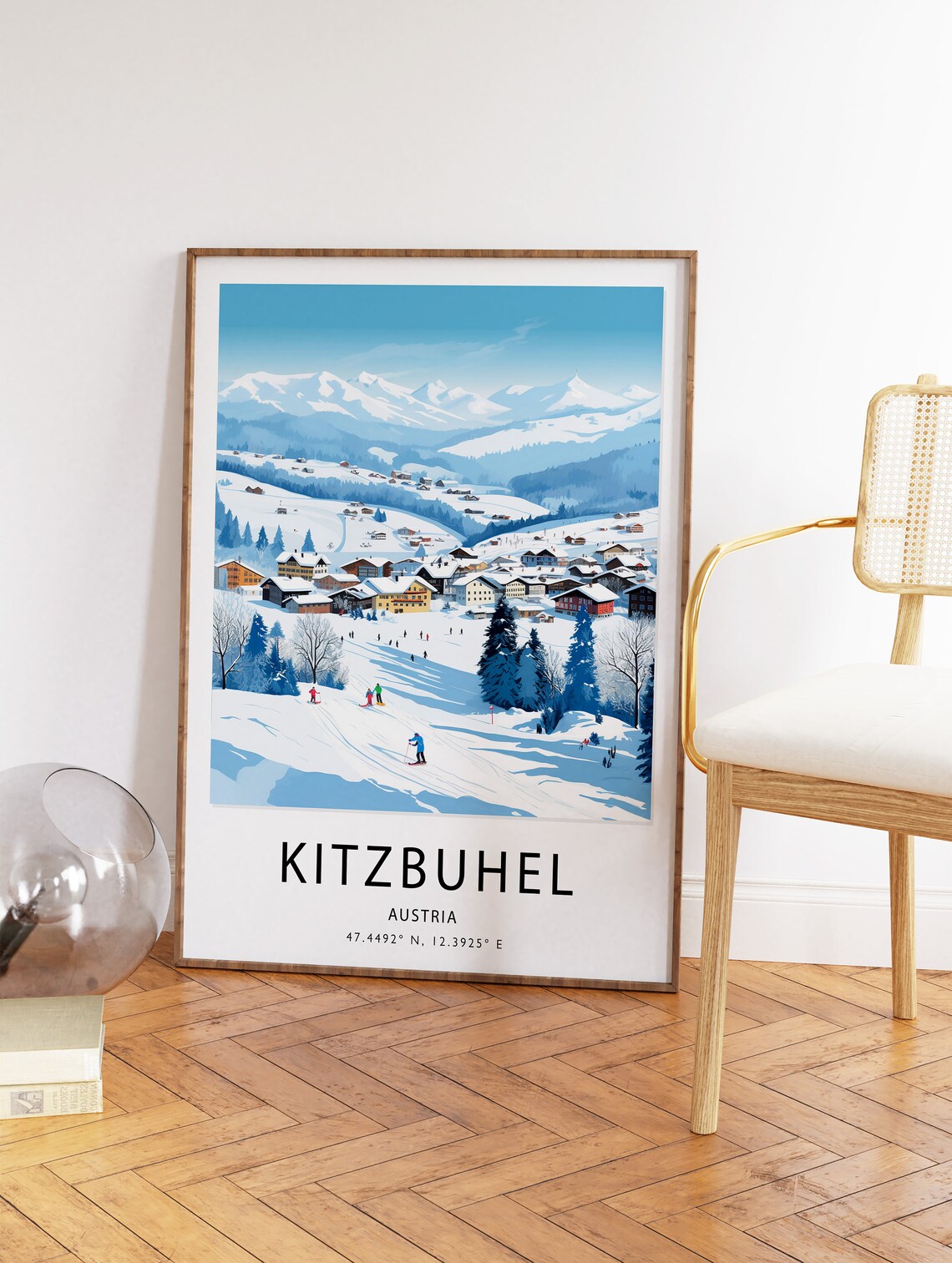 Kitzbuhel Austria Ski Village Snowy Slopes Winter Travel Poster - Image 2