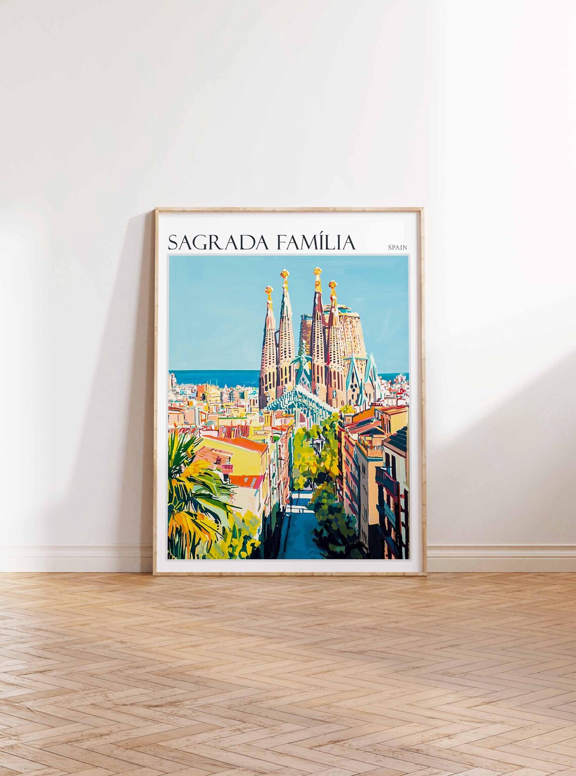 Sagrada Familia Barcelona Skyline Sea View Spain Travel Poster - Image 2