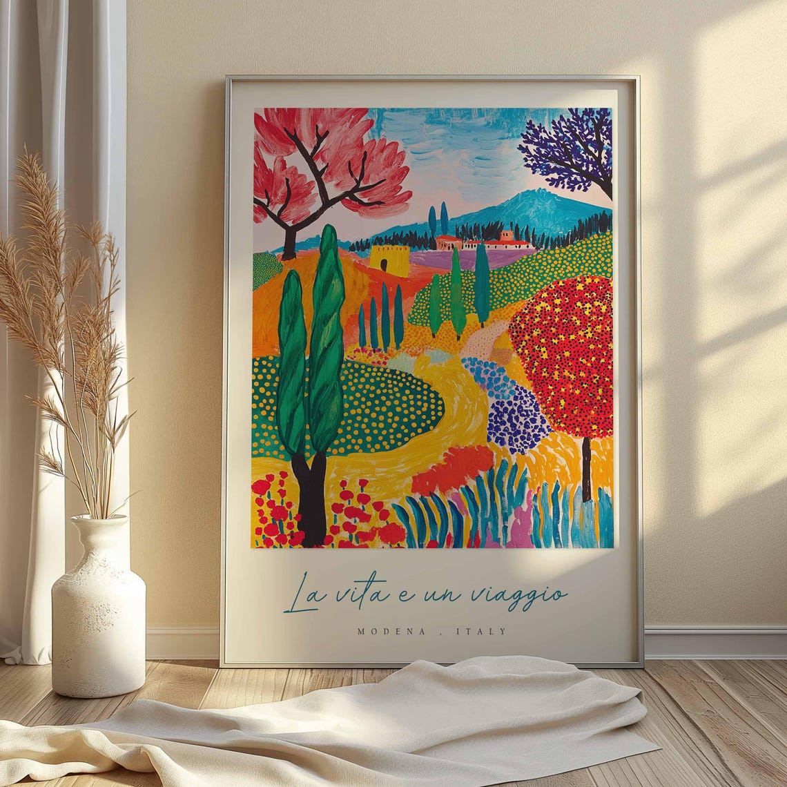 Modena Countryside Cypress Whimsical Landscape Italy Travel Poster - Image 2