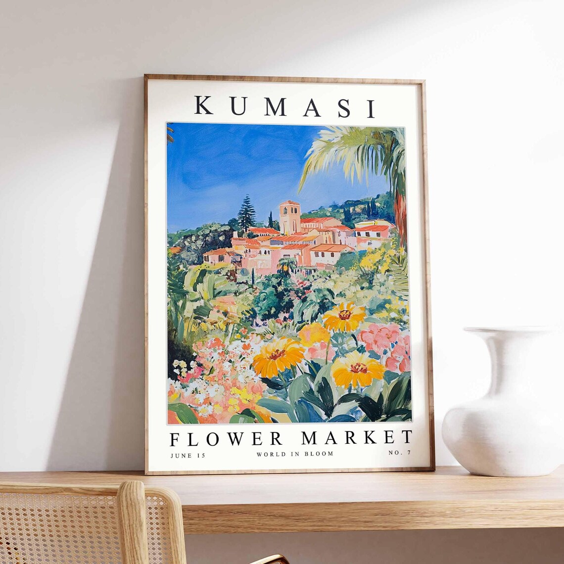 Kumasi Flower Market Hilltop Church Yellow Flowers Art Poster