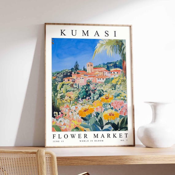 Kumasi Flower Market Poster Print Ghanaian Floral Wall Art Decor Botanical Ghana Africa Travel