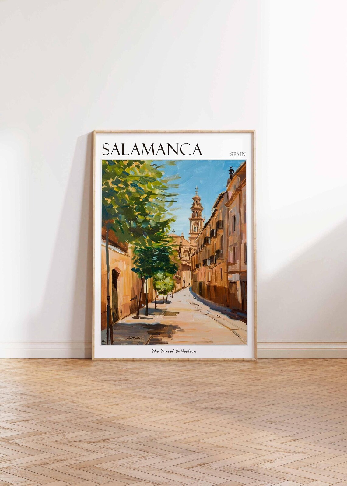 Salamanca Spain Sunlit Old Town Street Illustrated Travel Poster - Image 2
