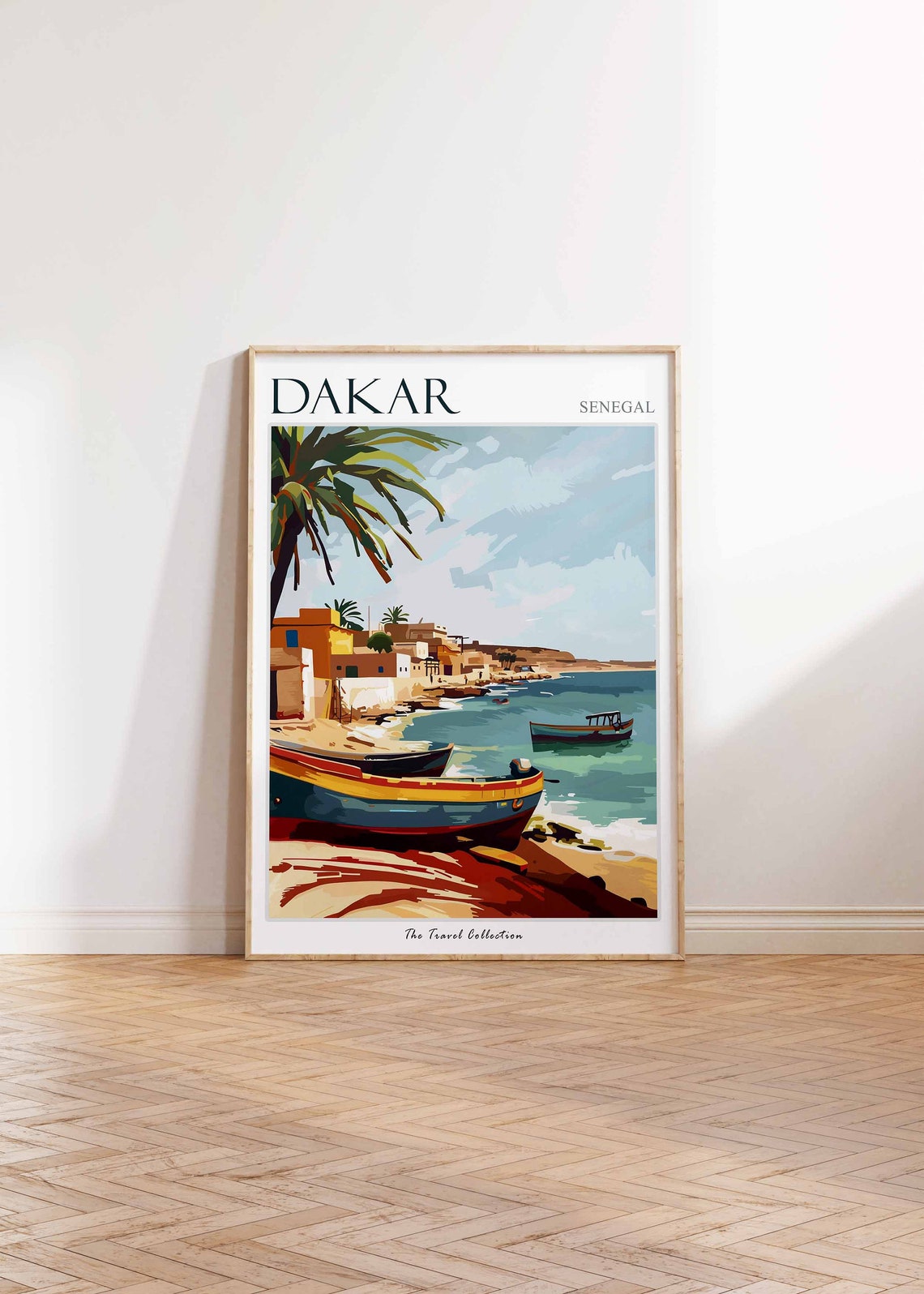Dakar Senegal Fishing Boats Beach Colorful African Art Poster - Image 2