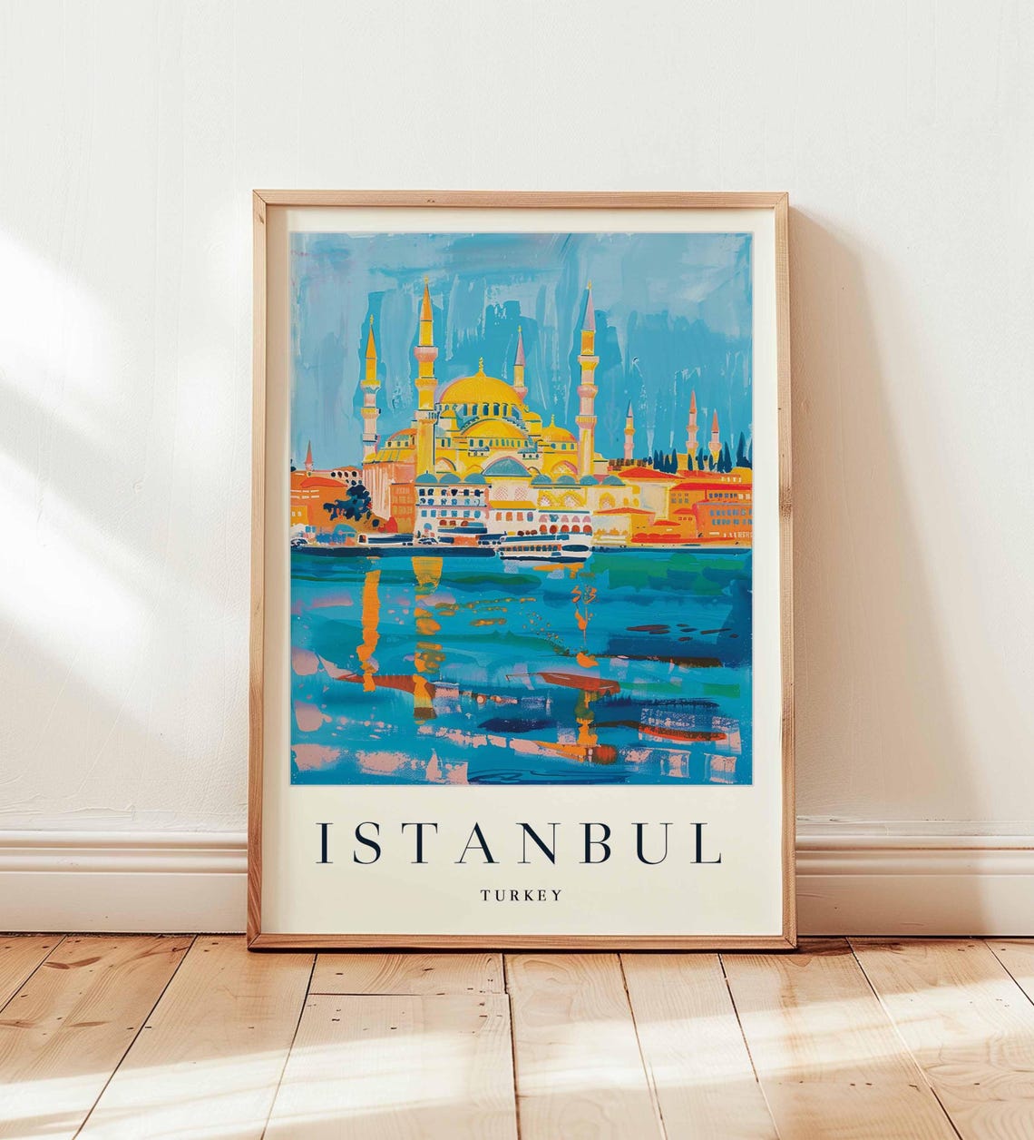 Istanbul Turkey Golden Domed Mosque Waterfront Reflection Poster