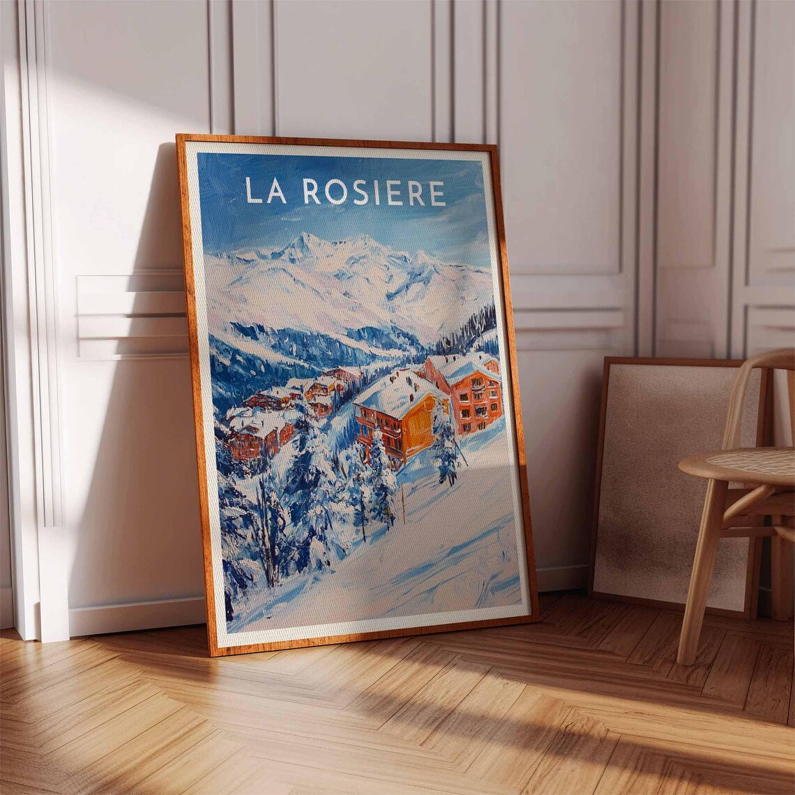 La Rosiere French Alps Ski Resort Chalets Dusk Snow Peaks Poster - Image 2