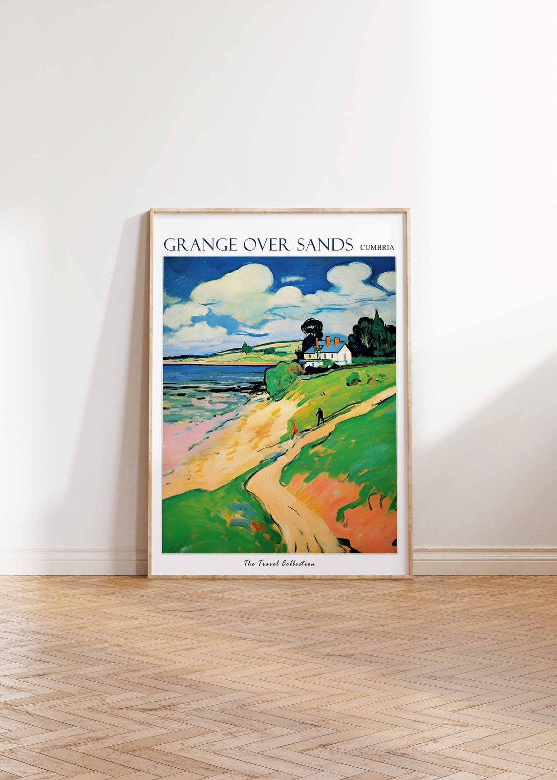 Grange Over Sands Cumbria Bold Coastal Path Cottage Art Poster - Image 2
