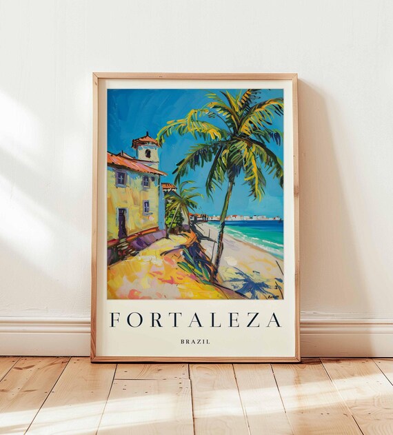 Fortaleza Brazil Beach Street Palm Colonial Timeless Nostalgic Poster