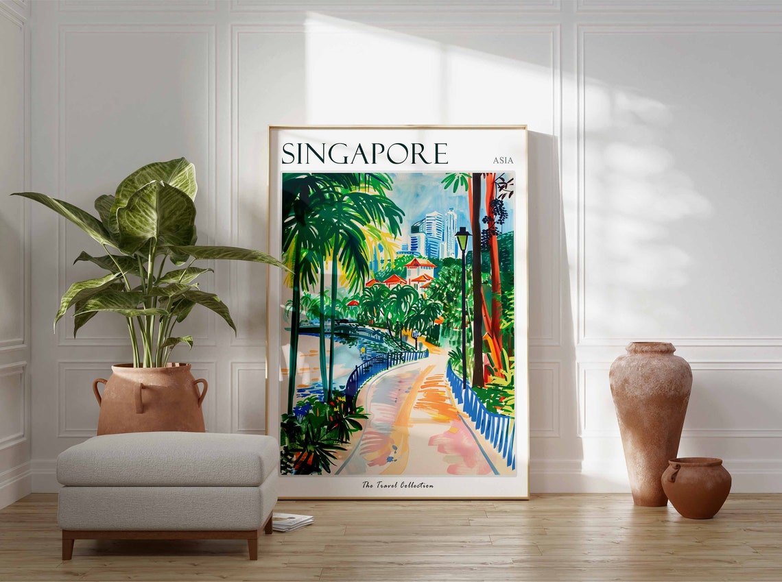 Singapore Poster Singapore Travel Print Tropical Decor City Wall Art Singaporean Decor Asia Travel Print Singapore Gift - Image 3