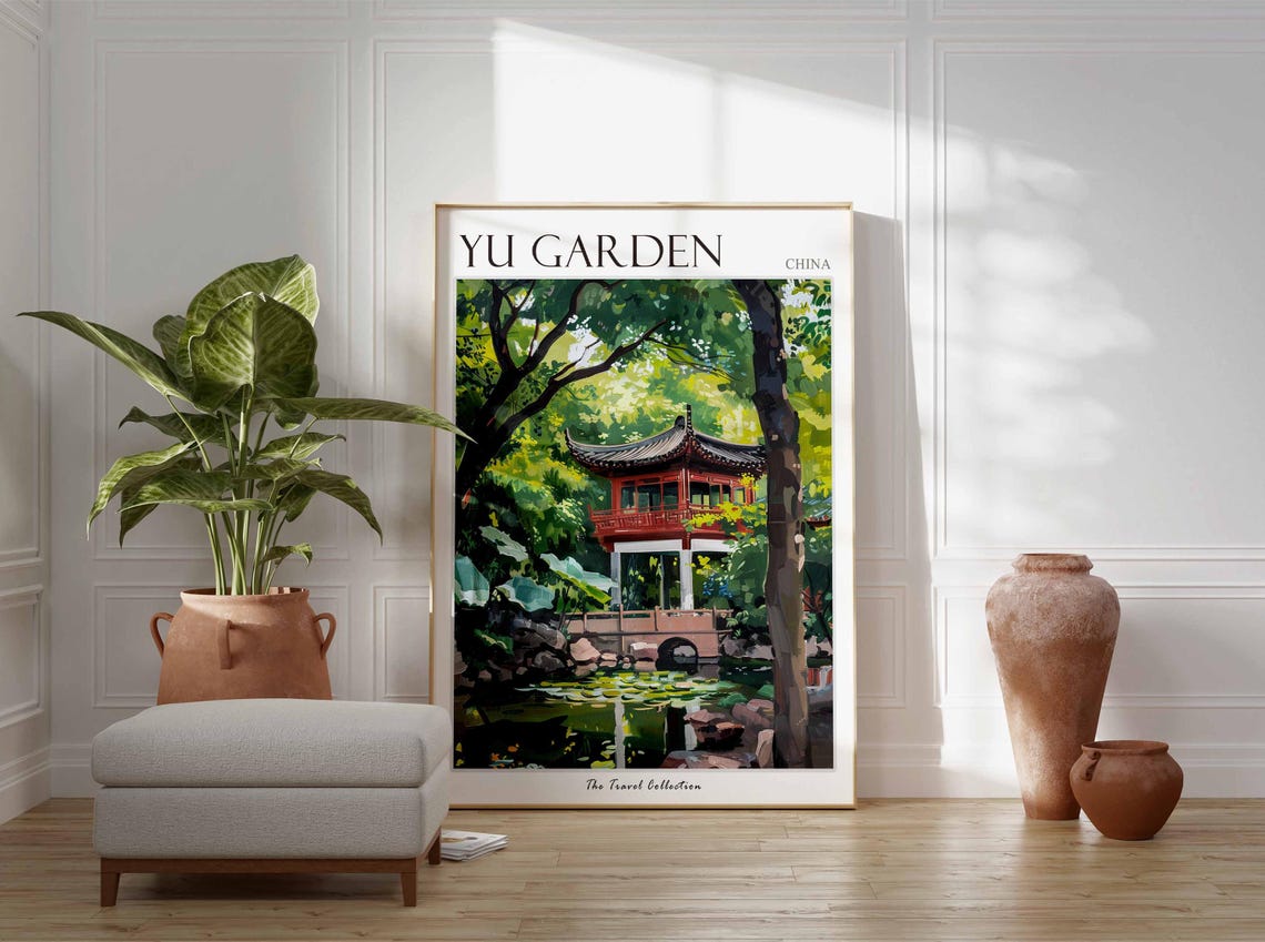 Yu Garden Poster China Travel Print Chinese Decor Asia Travel Poster Asian Wall Art Yu Garden Gift Yu Garden Travel Poster - Image 2