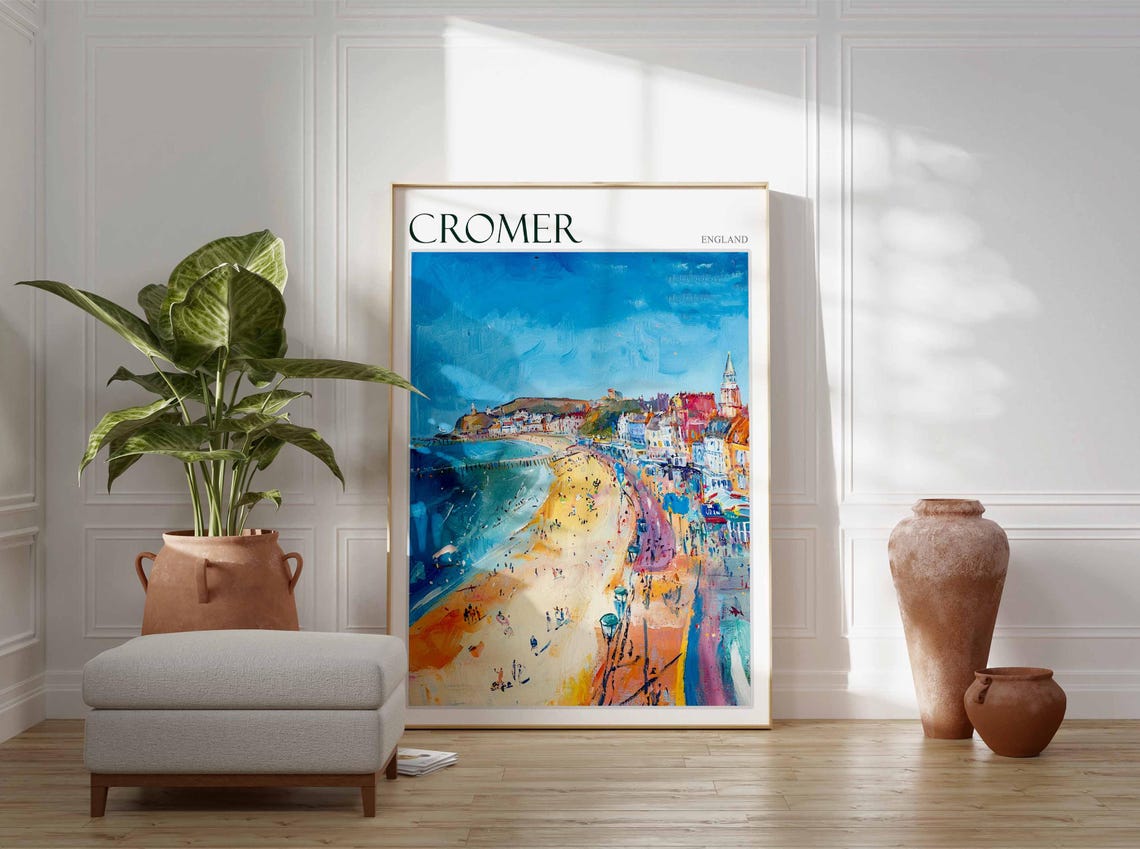 Cromer England Painted Beach Pier Summer Holiday Coast Poster - Image 3
