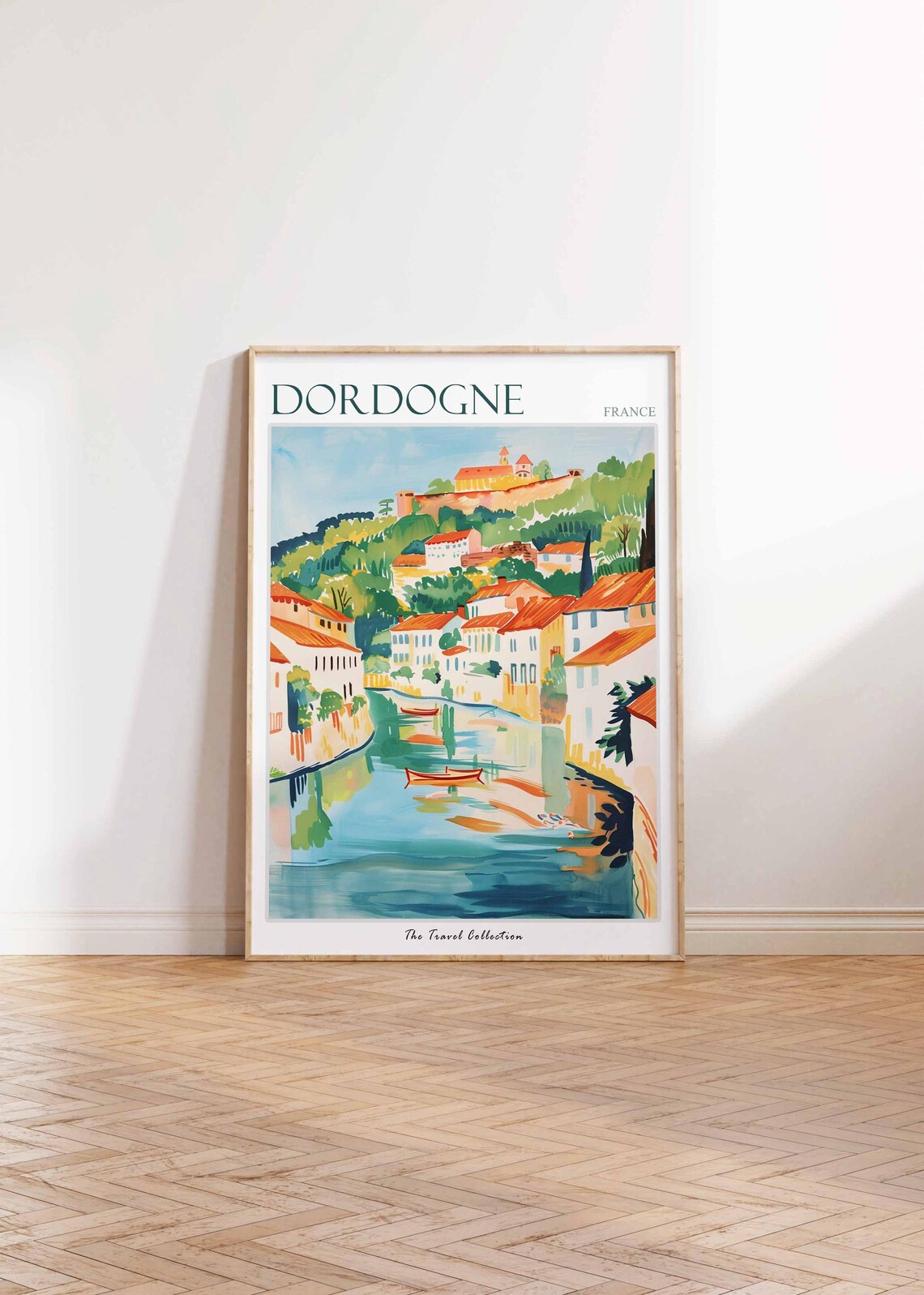 Dordogne France Riverside Village Boats River View Travel Poster - Image 2
