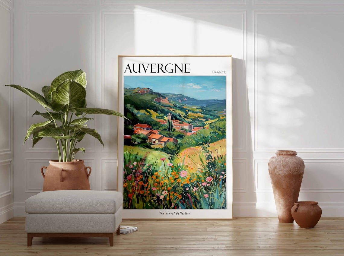 Auvergne Poster France Travel Print French Decor Europe Travel Poster European Wall Art Auvergne Gift Auvergne Travel Poster - Image 3