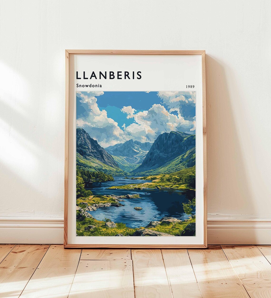 Llanberis Snowdonia 1989 Mountain Lake Travel Poster Welsh Landscape Art