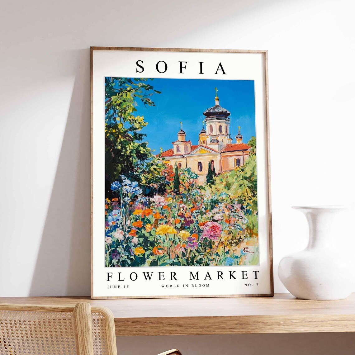 Sofia Flower Market Orthodox Dome Church Flower Garden Poster