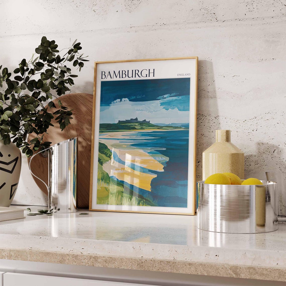 Bamburgh Castle Dramatic Moody Sky Beach Sunset Northumberland Poster - Image 2