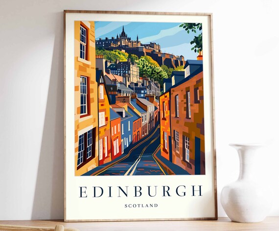 Edinburgh Poster Edinburgh Travel Print Scotland Wall Art Scottish Travel Print Tropical Decor City Print Edinburgh Travel Poster