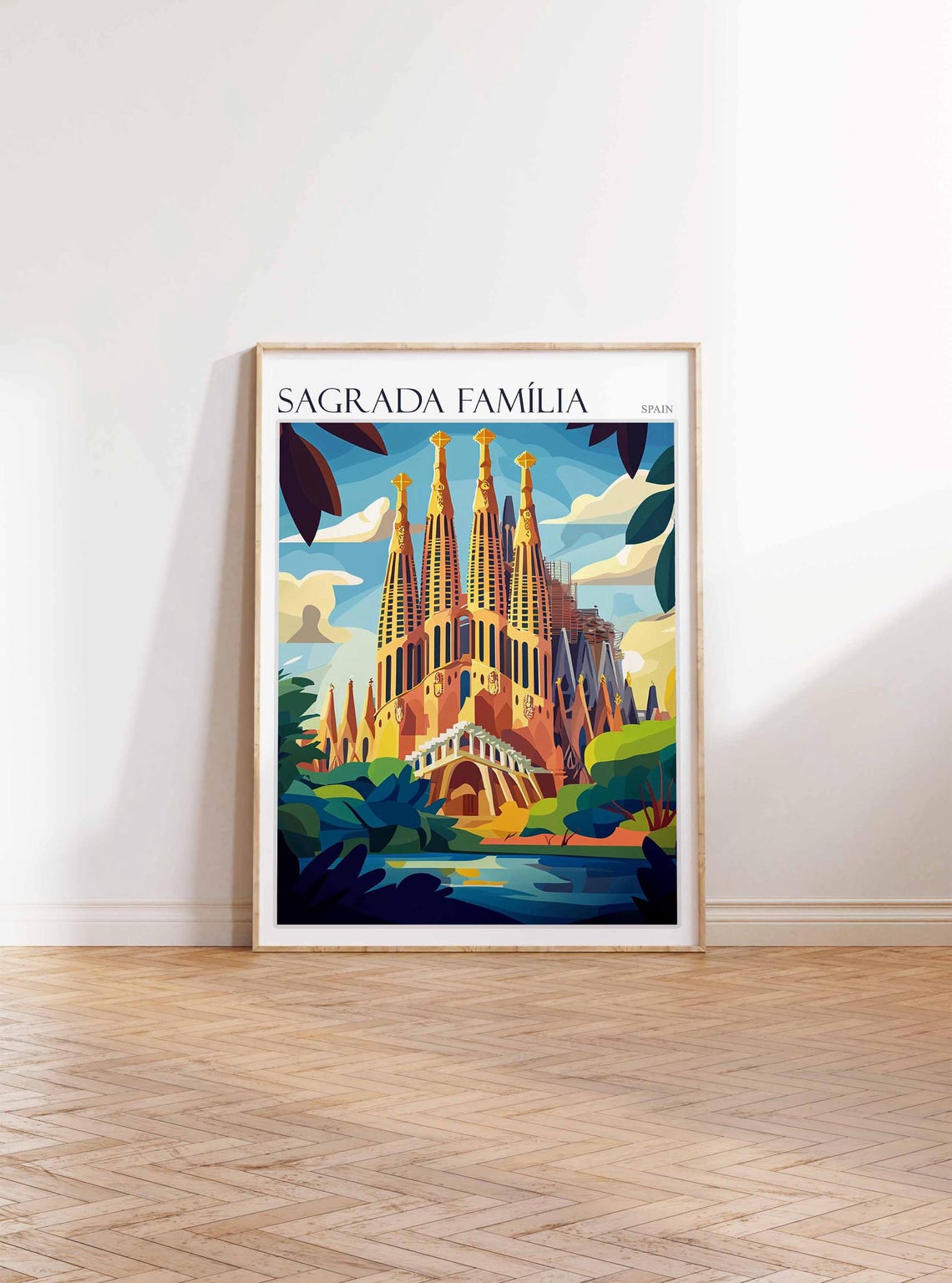 Sagrada Familia Spain Golden Spires Architecture Style Art Poster - Image 2