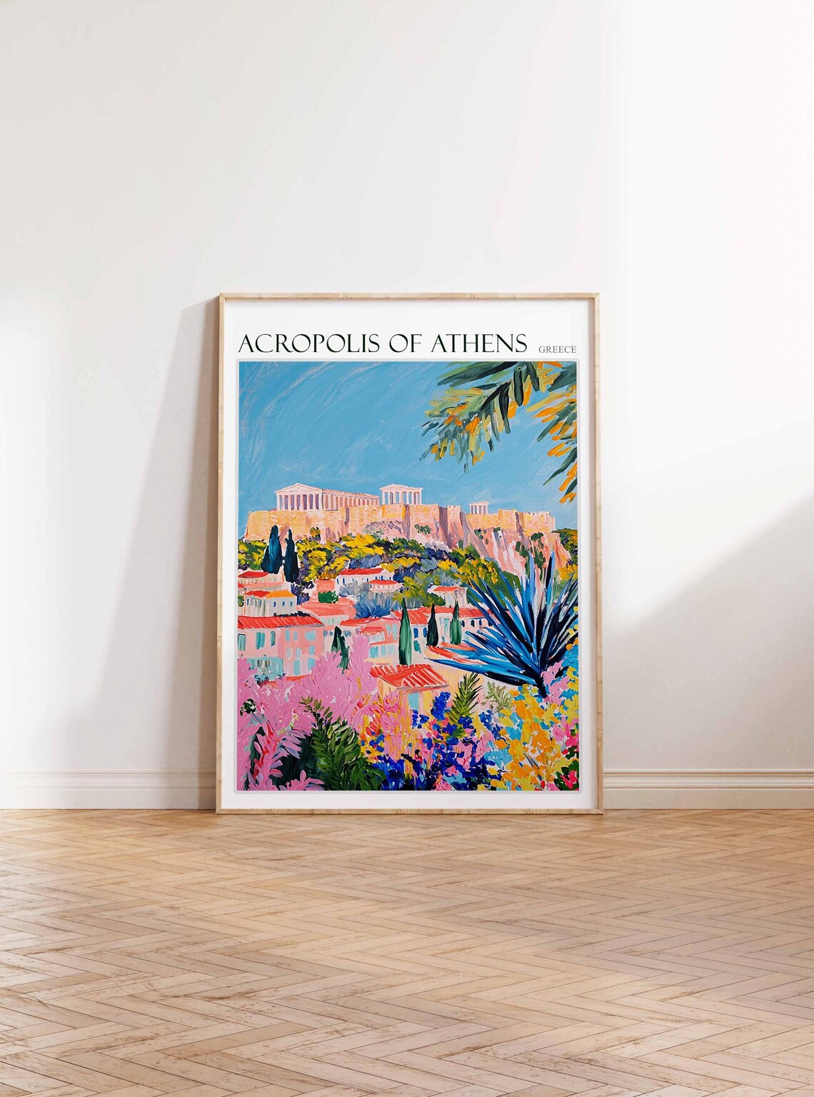 Acropolis Of Athens Greece Vivid Tropical Bloom Travel Poster - Image 3