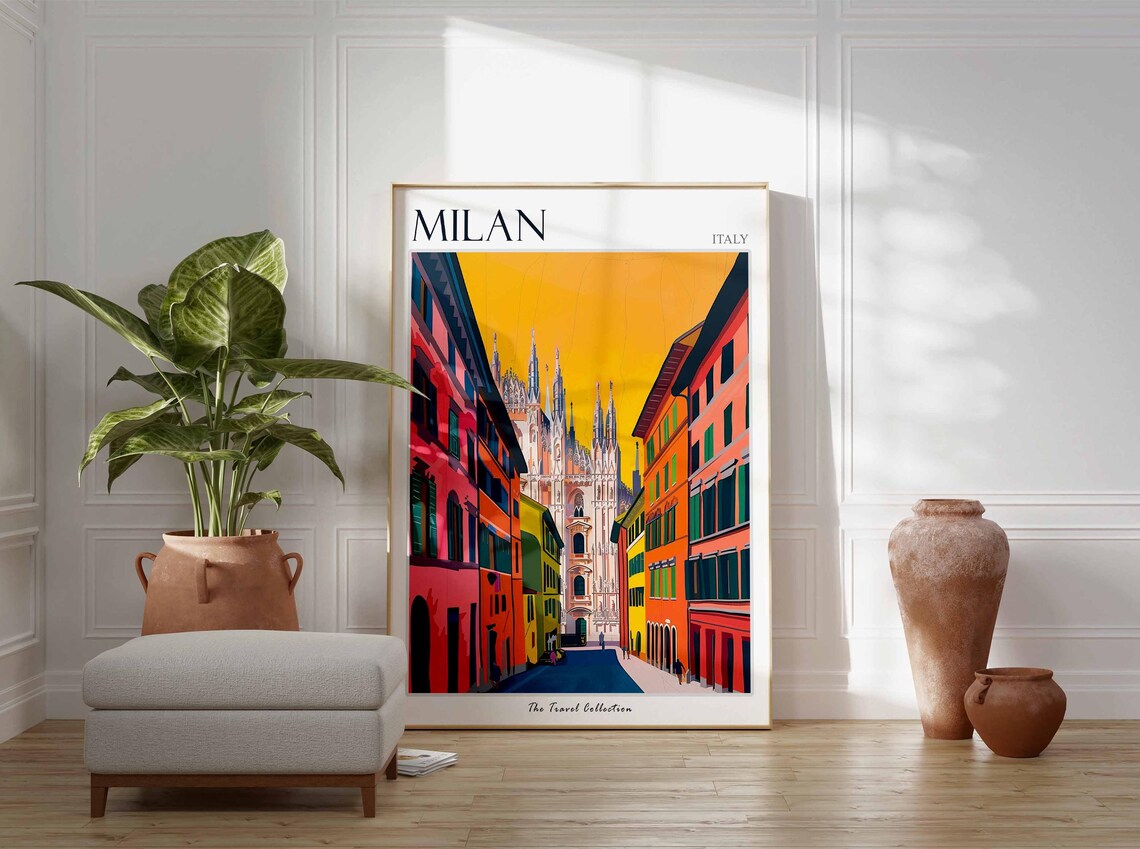 Milan Italy Duomo Cathedral Street Colorful Italian City Poster - Image 2