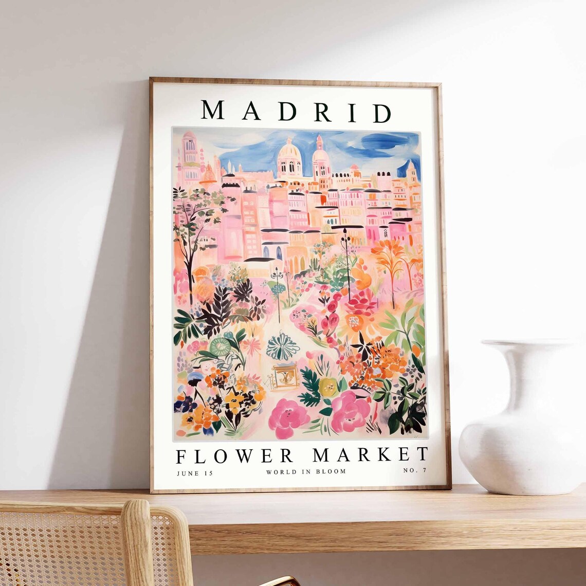 Madrid Flower Market Pink Floral No 7 World In Bloom City Poster