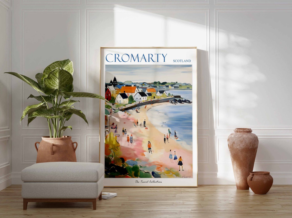 Cromarty Scotland Beach Day Seafront Promenade Pastel Travel Poster - Image 3