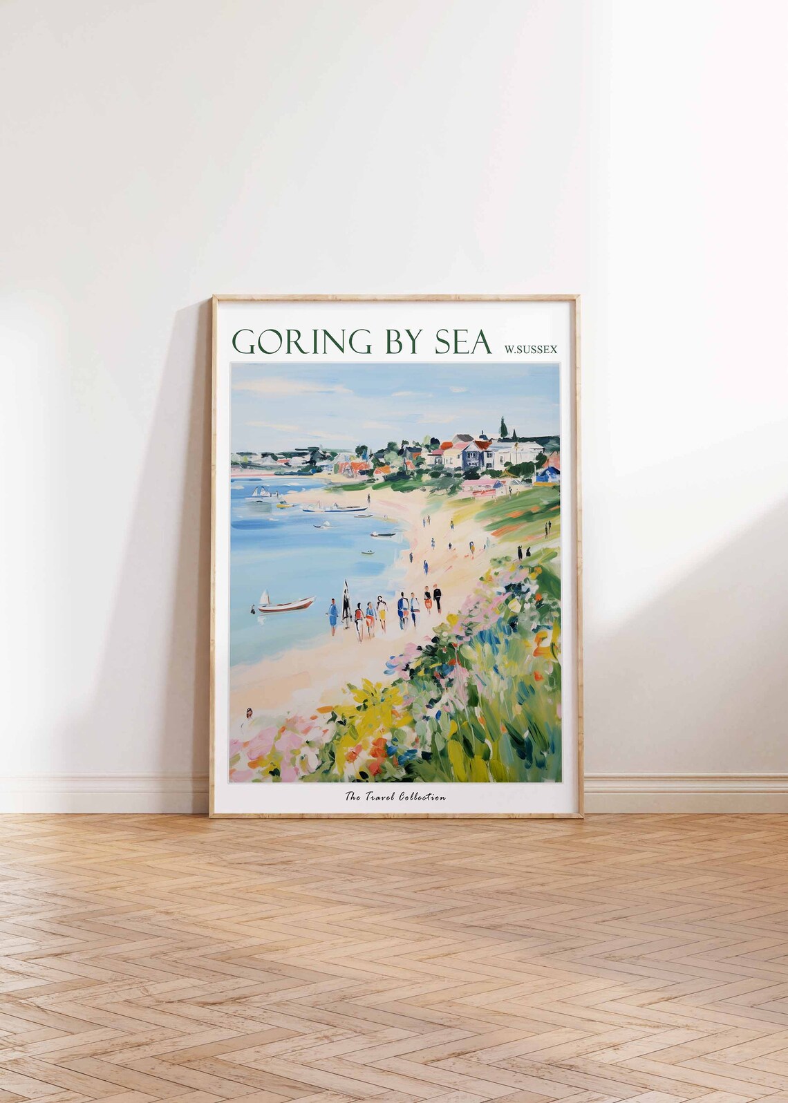 Goring By Sea West Sussex Flowered Hillside Cove Beach Town Poster - Image 2