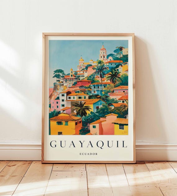 Guayaquil Ecuador Travel Poster South America Coastal City Wall Art