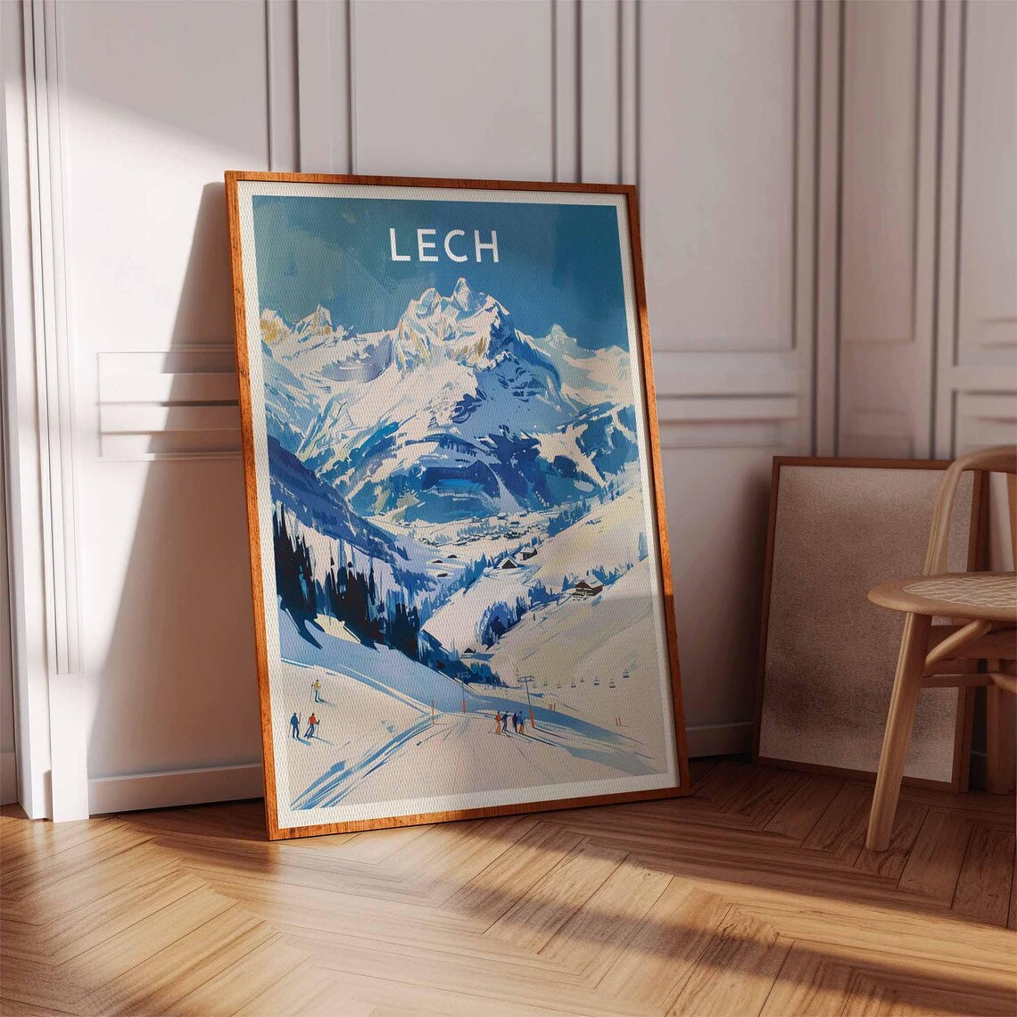 Lech Austria Skiers Groomed Pistes Grand Peak Winter Sports Poster - Image 3