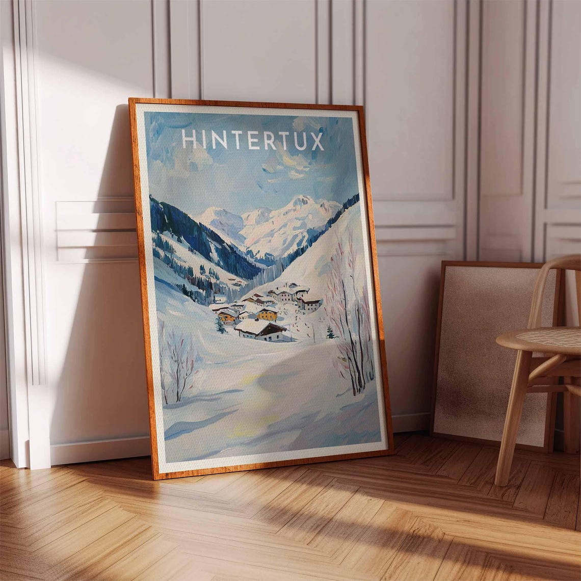 Hintertux Austria Painterly Pastel Snowy Valley Watercolor Poster - Image 2