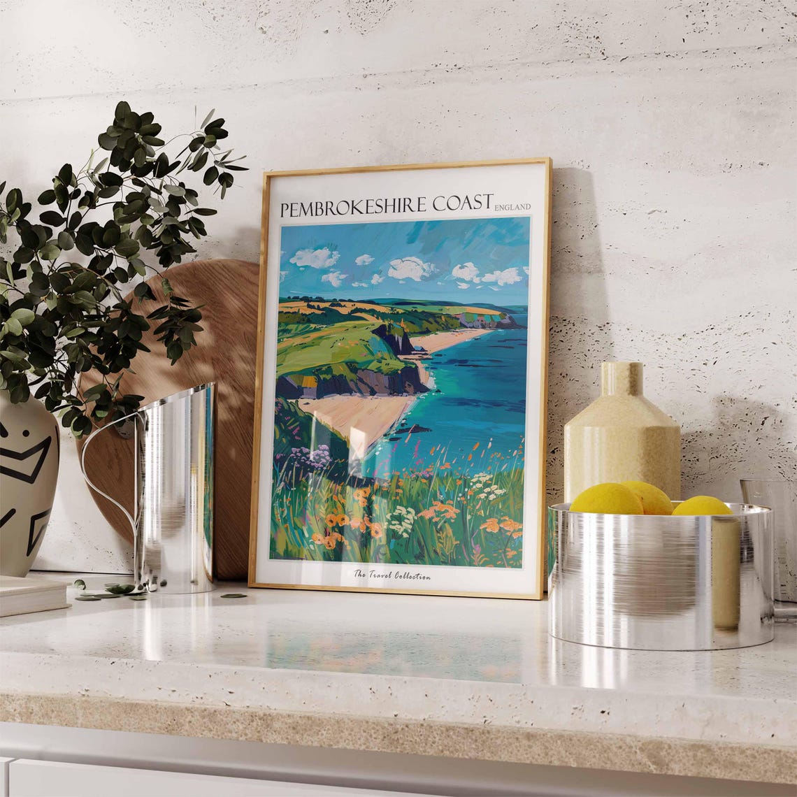 Pembrokeshire Coast Golden Sandy Beach Wildflower Cliffs Poster - Image 3