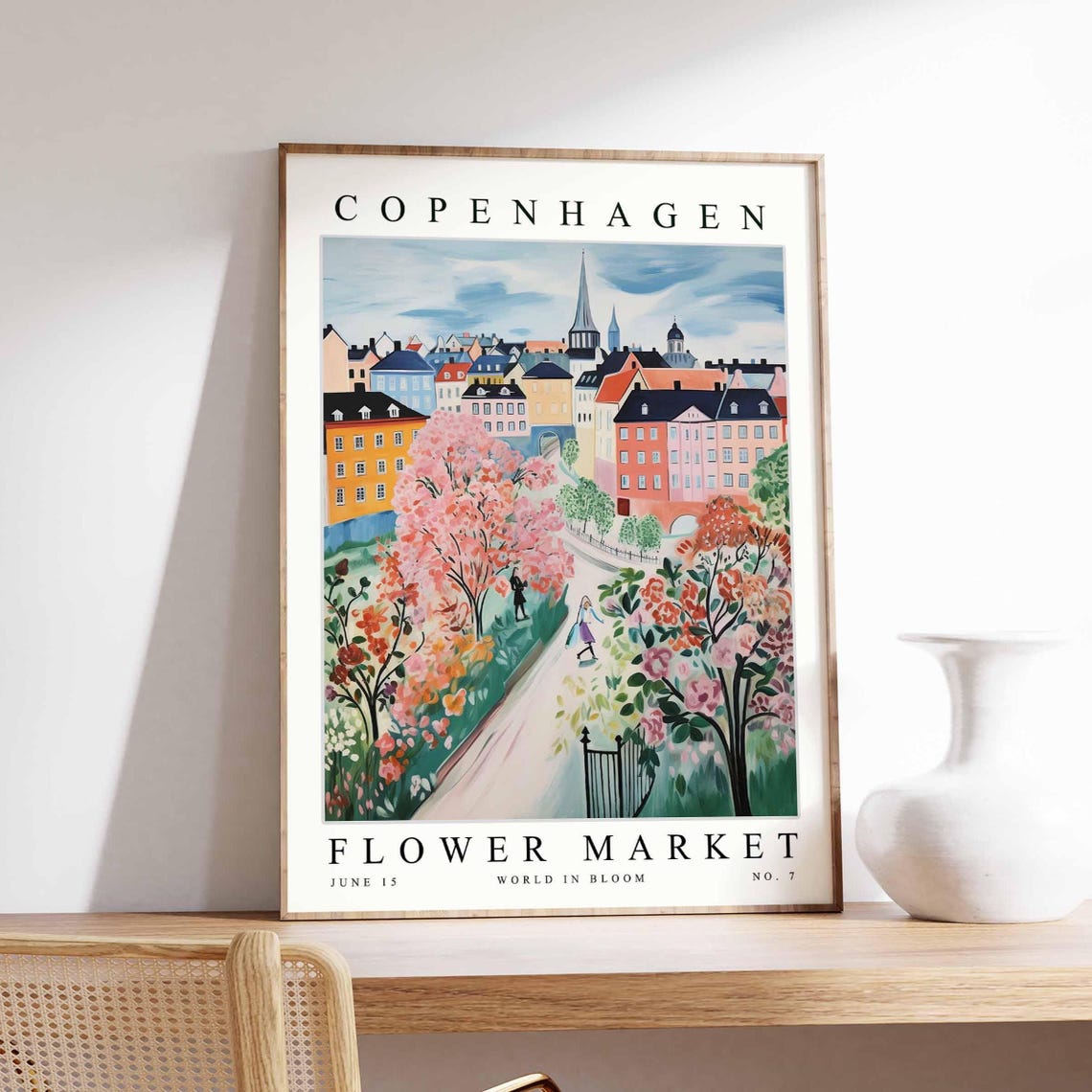 Copenhagen Flower Market No 7 Garden Path Cherry Blossom Art Poster