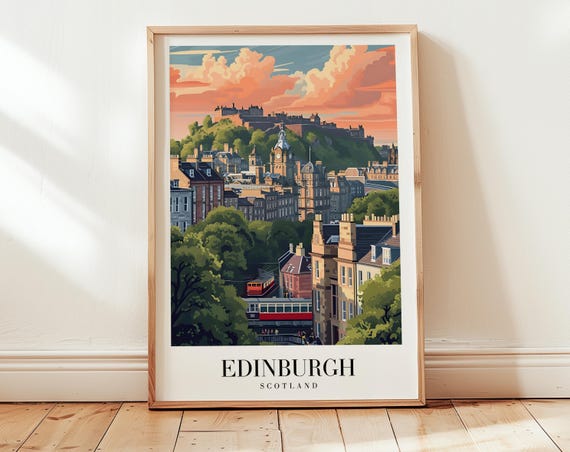 Edinburgh Travel Poster, Scotland Travel Poster Art