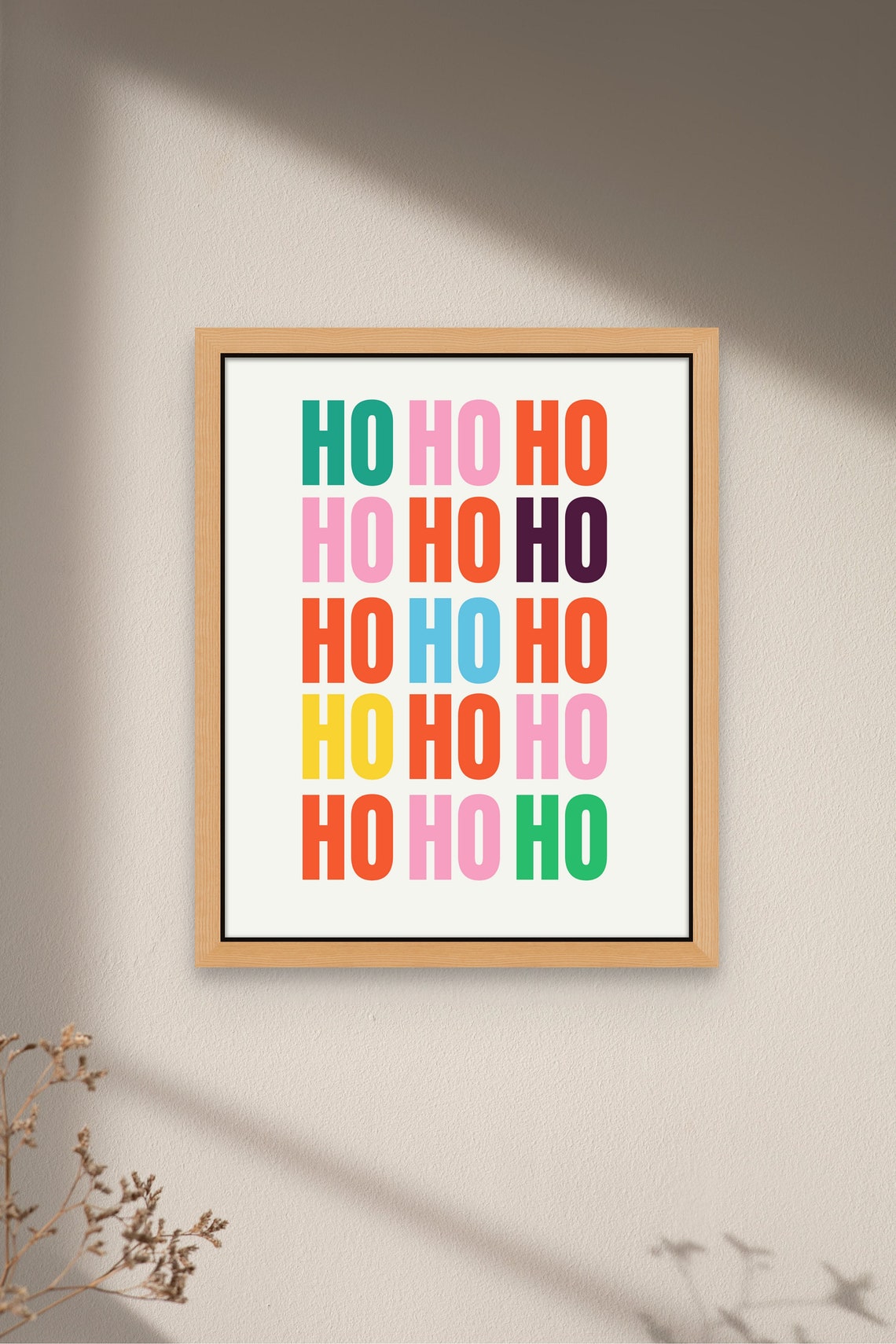 Ho Ho Ho Colorful Grid Typography Christmas Holiday Quote Poster