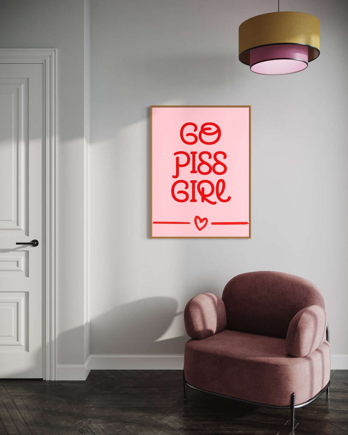 Go Piss Girl Funny Pink Bathroom Humor Big Bold Quote Poster - Image 2