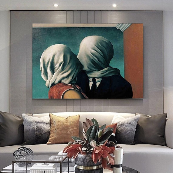 Rene Magritte The Lovers Surrealist Veiled Couple Art Poster