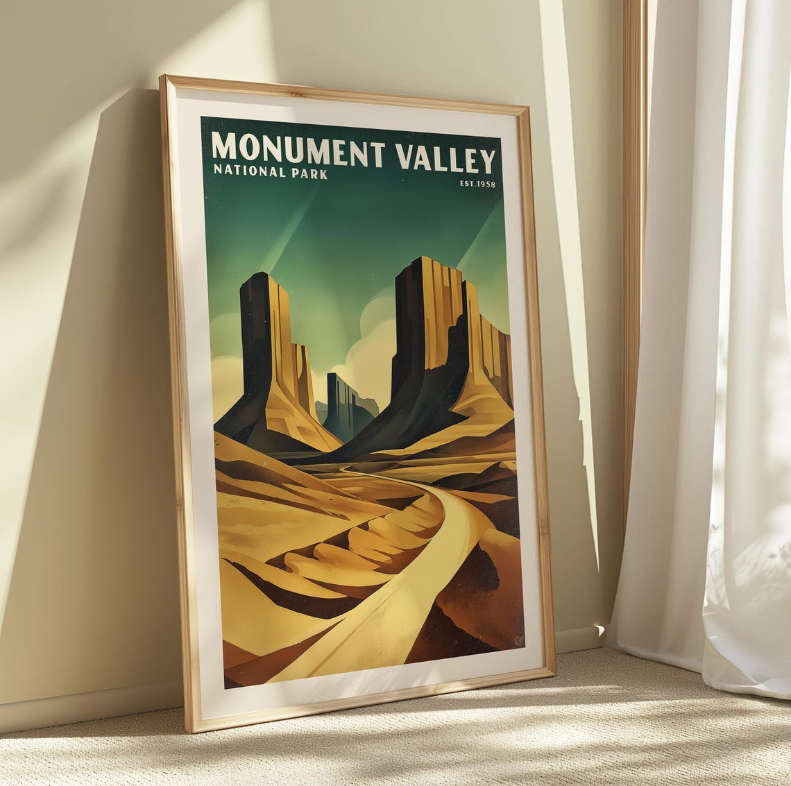 Monument Valley National Park Desert Road Buttes Cubist Poster - Image 5