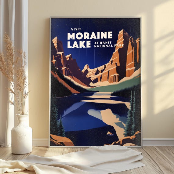 Moraine Lake Banff National Park Travel Poster Scenic Canadian Rockies Art Print