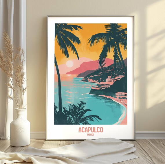 Acapulco Mexico Tropical Escape Series Retro Art Print
