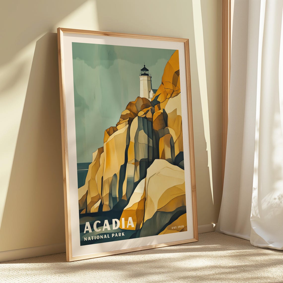 Acadia National Park Maine Lighthouse Ocean Cliffs Art Poster - Image 4