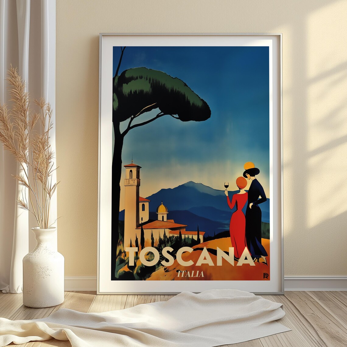 Tuscany Toscana Italia Vintage Travel Poster Romantic Wine Countryside