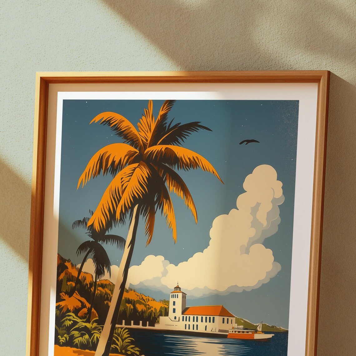 Curacao Caribbean Palm Beach Colonial Fort Sunset Bay Poster - Image 4