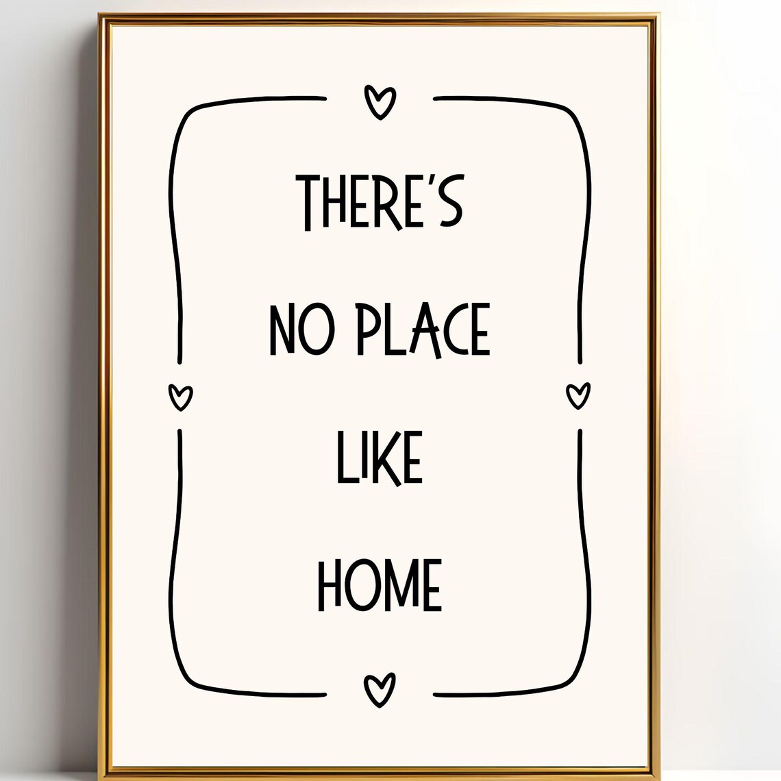 There's No Place Like Home Minimalist Heart Border Quote Poster