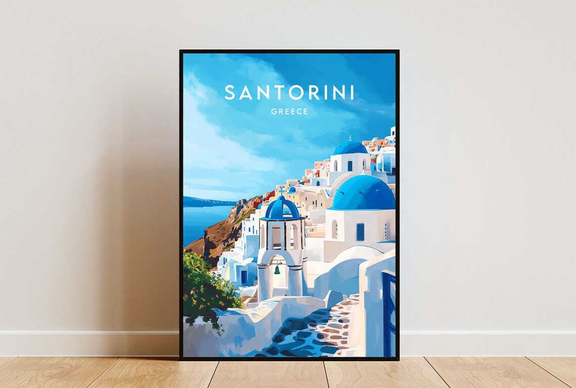 Santorini Travel Print, Greece Europe Poster