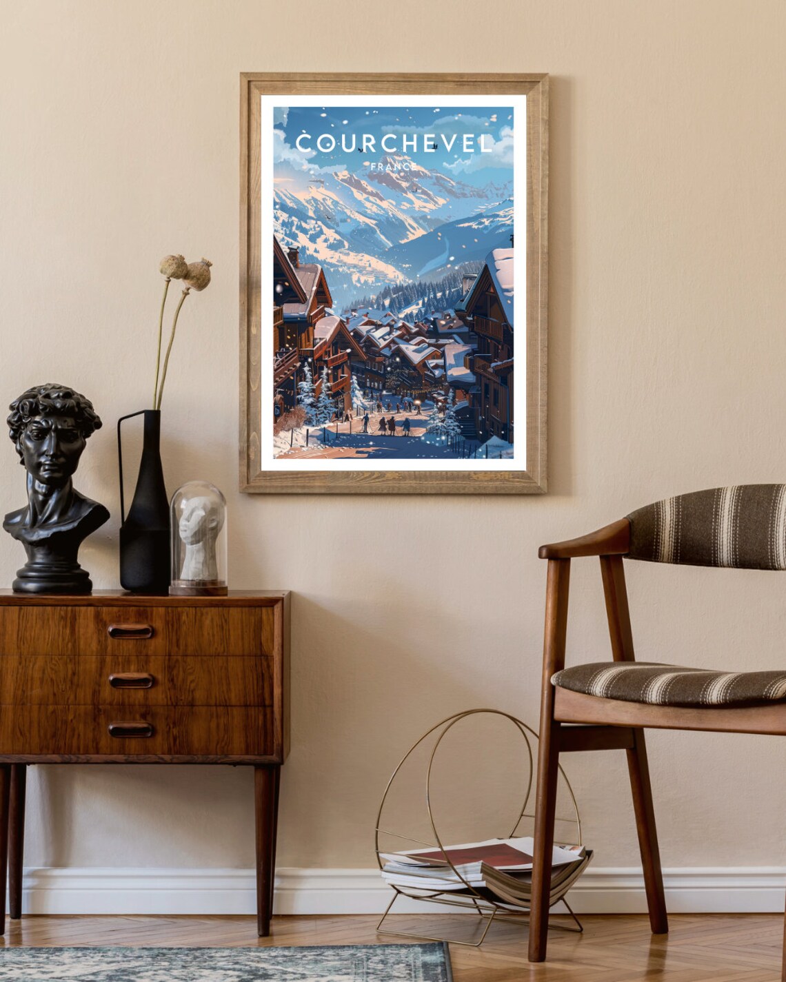 Courchevel France Snowy Ski Resort Chalet Village Winter Poster - Image 2