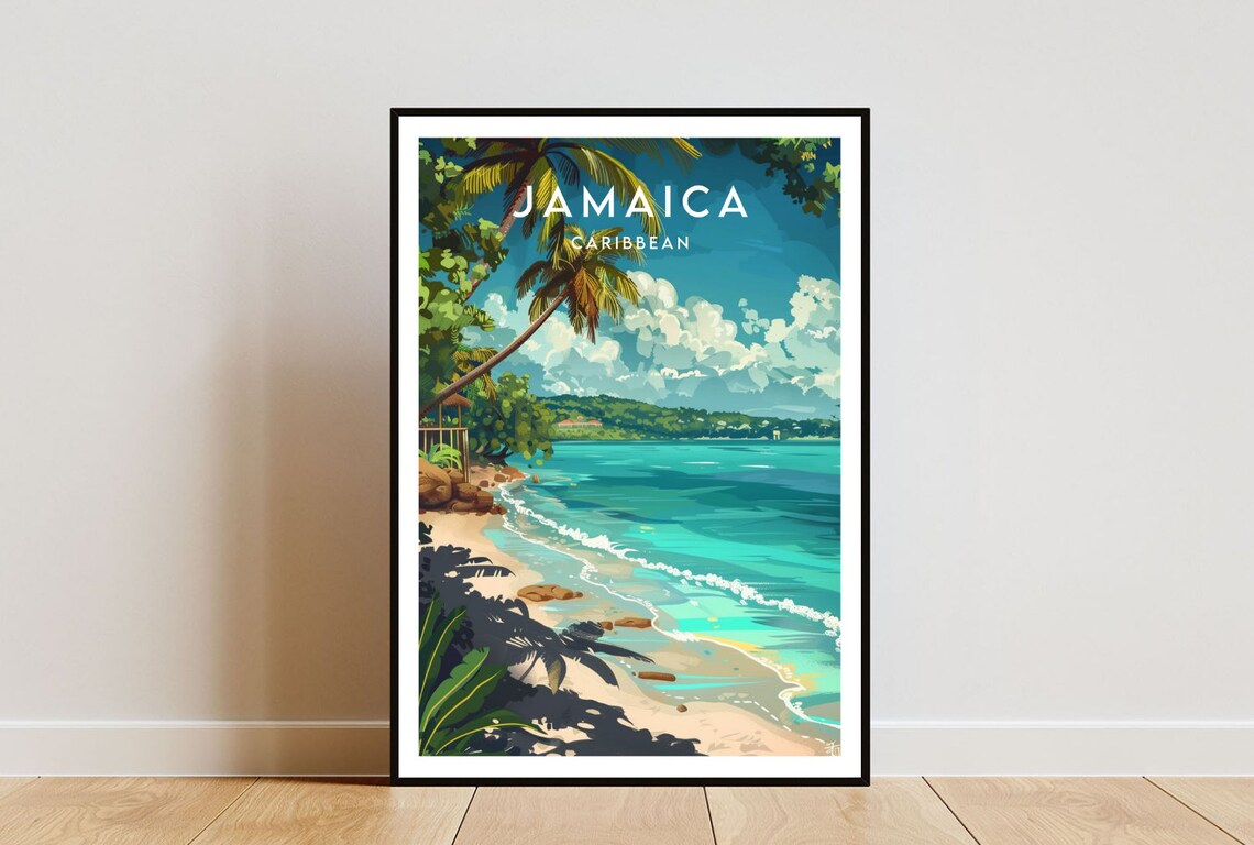 Jamaica Travel Poster, Caribbean Island View