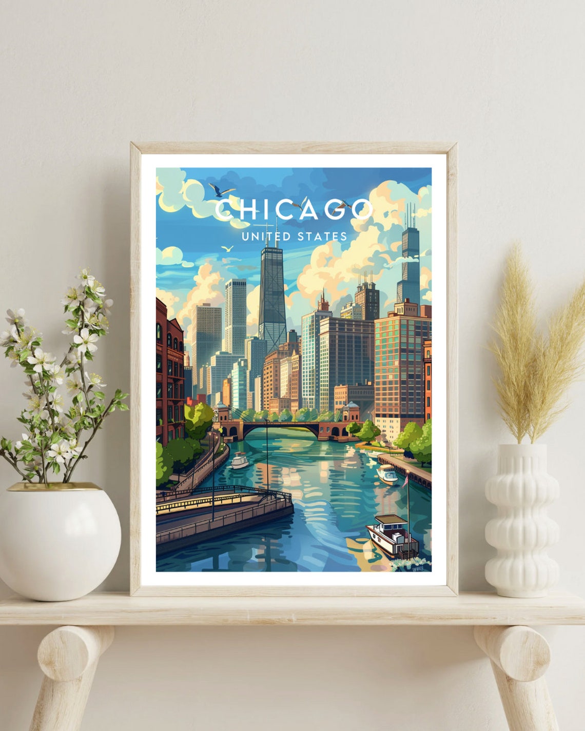 Chicago Travel Print United States Chicago Poster America Poster Travel Wall Art America Print America Chicago Usa Illinois - Image 4