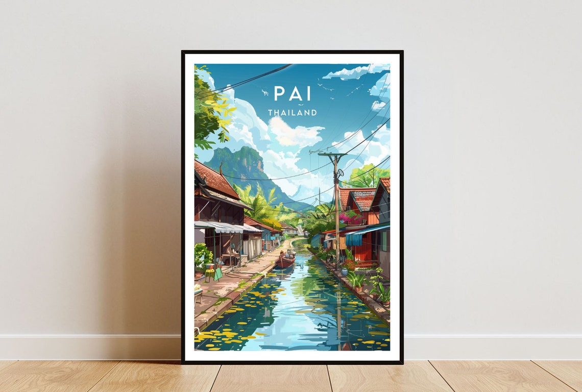 Pai Travel Print Thailand Pai Poster Thailand Poster Travel Wall Art Thailand Print Pai Thai Poster North Thailand Home Wall Decor
